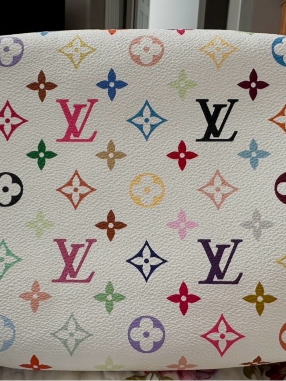 Louis Vuitton White Multicolor Murakami Monogram  with Tan Trim, Authentic LV. - Picture 3 of 12